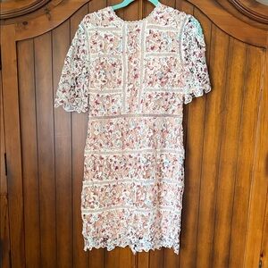 Just Me Pink and Cream Lace Mini Dress